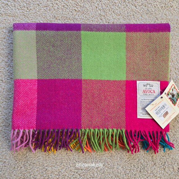 NWT Lambswool Baby Wrap/Scarf/Lap Blanket Herringbone Colorful AVOCA Ireland - Picture 9 of 10